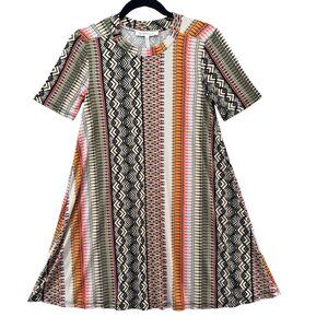 BCBGeneration Tropical Ripple Mini Dress Multicolor Printed Short Sleeve Size S